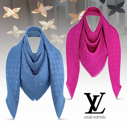 Louis Vuitton MONOGRAM Monogram Wool Silk Fringes Knit  Fur Scarves M76064 M73656 