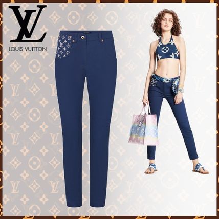 Louis Vuitton 2020 SS Monogram Denim Cotton Long Logo Skinny Jeans 