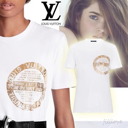 Louis Vuitton 2020 SS Crew Neck Short Street Style Bi color Plain Cotton 