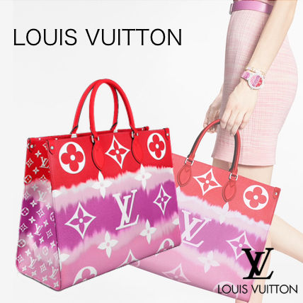 Louis Vuitton MONOGRAM Monogram Canvas A4 Bi color Leather Elegant Style Logo Totes 