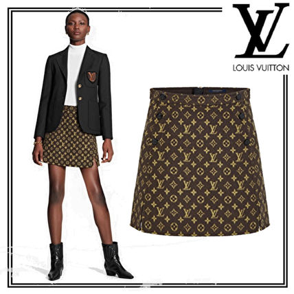 Louis Vuitton MONOGRAM 2020 21AW Pencil Skirts Short Monogram Wool Office Style Elegant Style 1A82H6 
