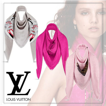 Louis Vuitton 2020 21AW Monogram Wool Silk Knit  Fur Scarves 