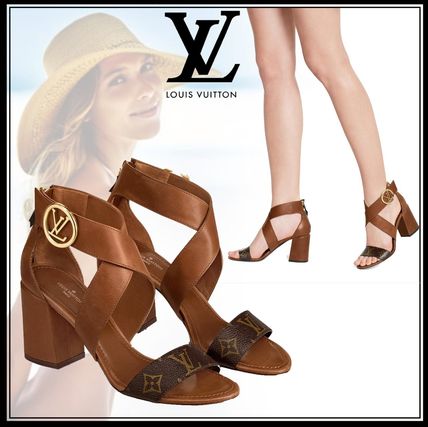 Louis Vuitton 2020 SS Monogram Casual Style Street Style Logo Heeled Sandals 1A5BTS 