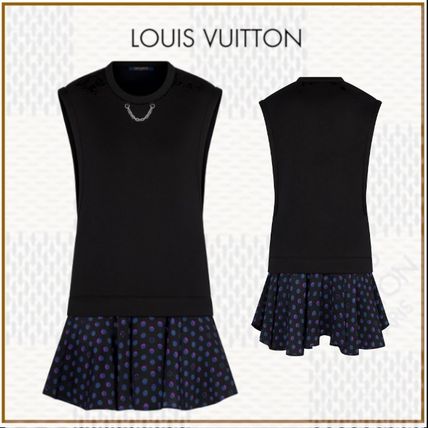 Louis Vuitton 2020 21AW Crew Neck Short Dots Silk Blended Fabrics Sleeveless Flared 