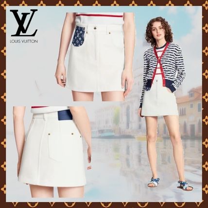 Louis Vuitton MONOGRAM 2020 SS Short Monogram Denim Plain Cotton Logo Mini Skirts 1A7UNF 