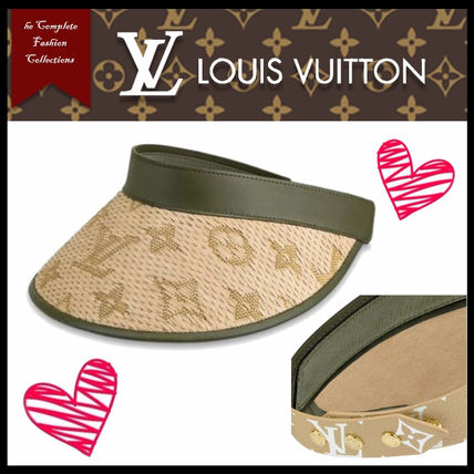 Louis Vuitton MONOGRAM Blended Fabrics Khaki Straw Hats M73354 