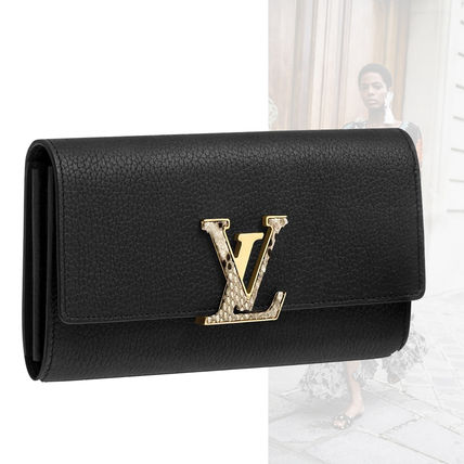 Louis Vuitton 2020 SS Plain Leather Folding Wallet Logo Long Wallets 