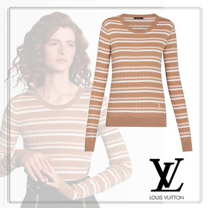 Louis Vuitton 2020 21AW Stripes Wool Long Sleeves V neck  Crew neck 