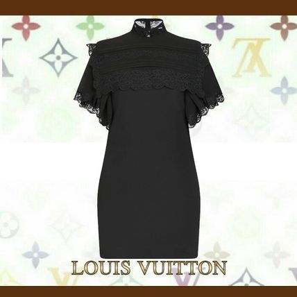 Louis Vuitton 2020 21AW Silk Plain Short Sleeves Party Style Elegant Style Dresses