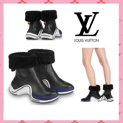 Louis Vuitton Platform Rubber Sole Casual Style Leather Office Style Logo 