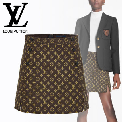 Louis Vuitton 2020 21AW Short Monogram Wool Silk Street Style Logo Mini Skirts 1A82H6 