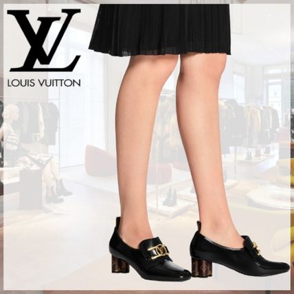 Louis Vuitton Monogram Plain Toe Rubber Sole Casual Style Plain Leather 