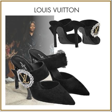 Louis Vuitton Suede Blended Fabrics Plain Pin Heels With Jewels 