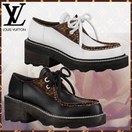Louis Vuitton MONOGRAM Monogram Platform Plain Toe Rubber Sole Blended Fabrics 