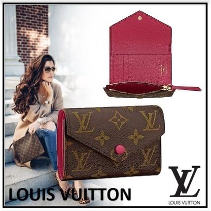 Louis Vuitton PORTEFEUILLE VICTORINE 2020 SS Monogram Leather Folding Wallet Logo Folding Wallets 