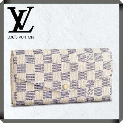 Louis Vuitton DAMIER AZUR Canvas Logo Long Wallets N63208 