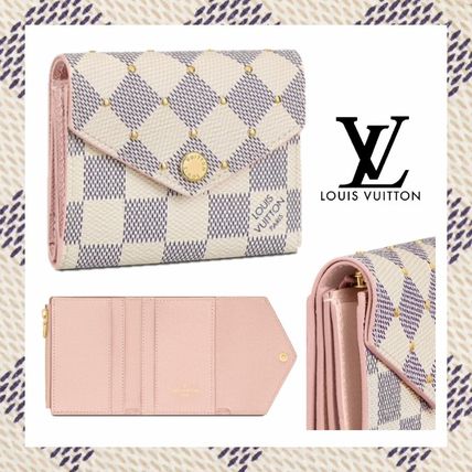 Louis Vuitton DAMIER AZUR Other Plaid Patterns Leather Folding Wallet Small Wallet N60251 