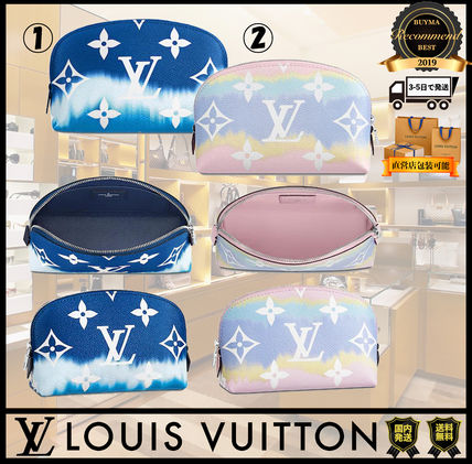 Louis Vuitton Leather Logo Pouches  Cosmetic Bags 