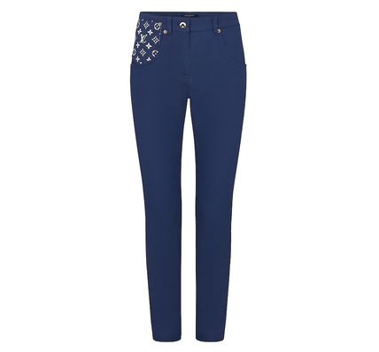 Louis Vuitton 2020 SS Flower Patterns Monogram Denim Street Style Cotton Long Logo 1A7TIE 