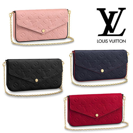 Louis Vuitton MONOGRAM EMPREINTE Monogram Bi color Chain Leather Chain Wallet Long Wallets 