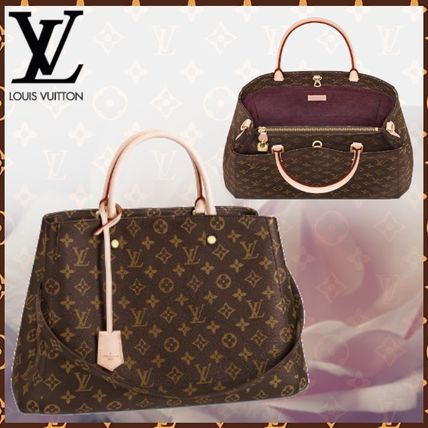 Louis Vuitton MONTAIGNE Monogram Canvas Blended Fabrics 2WAY Bi color Leather 