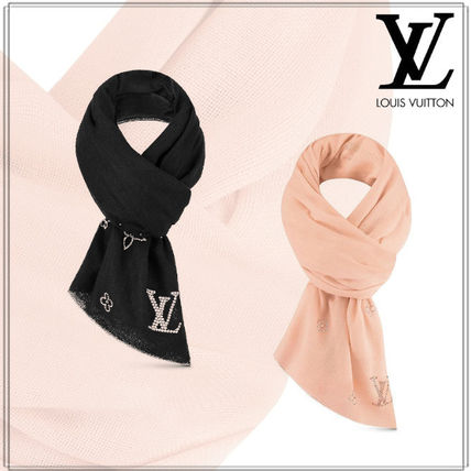 Louis Vuitton 2020 21AW Cashmere Plain Logo Knit  Fur Scarves M74496 M74268 