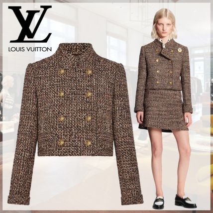 Louis Vuitton Short Casual Style Wool Tweed Plain Party Style Office Style 