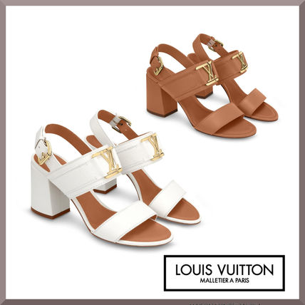 Louis Vuitton Plain Leather Logo Heeled Sandals 1A63XH 1A63X2 
