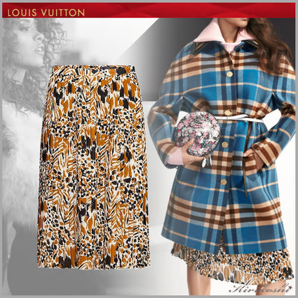 Louis Vuitton 2019 SS Silk Pleated Skirts Medium Elegant Style Midi Skirts 