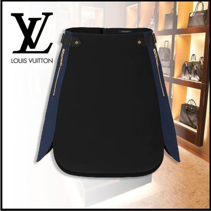 Louis Vuitton 2020 SS Pencil Skirts Short Wool Silk Blended Fabrics Bi color Plain 1A61CE 