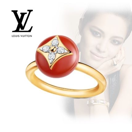Louis Vuitton 2020 SS B Blossom Ring Yellow Gold White Gold Cornelian And Diamonds Q9N92G 