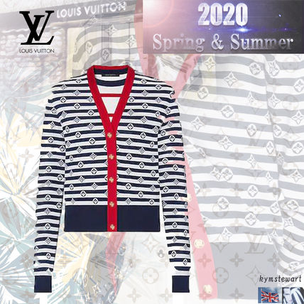 Louis Vuitton 2020 SS Stripes Unisex Wool Silk Cotton Logo Cardigans 