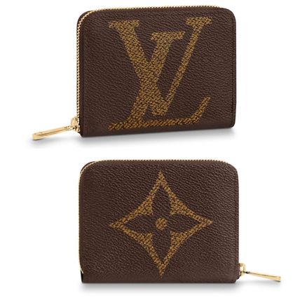 Louis Vuitton MONOGRAM Unisex Leather Small Wallet Logo Coin Cases 