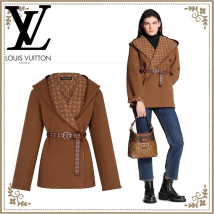 Louis Vuitton Short Monogram Casual Style Wool Plain Elegant Style Coats 1A825Z 