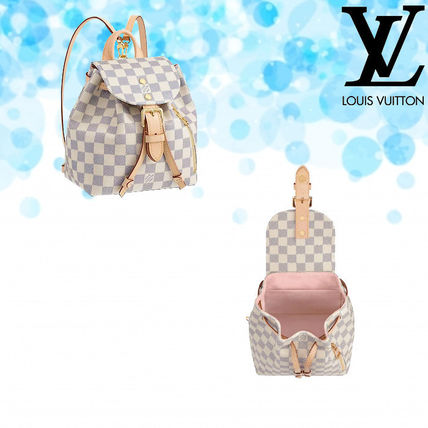 Louis Vuitton DAMIER AZUR 2020 SS Canvas Leather Elegant Style Logo Backpacks N44026 