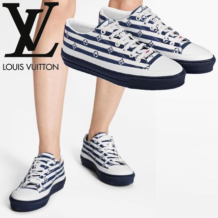 Louis Vuitton 2020 SS Stripes Monogram Plain Toe Rubber Sole Lace up Casual Style 