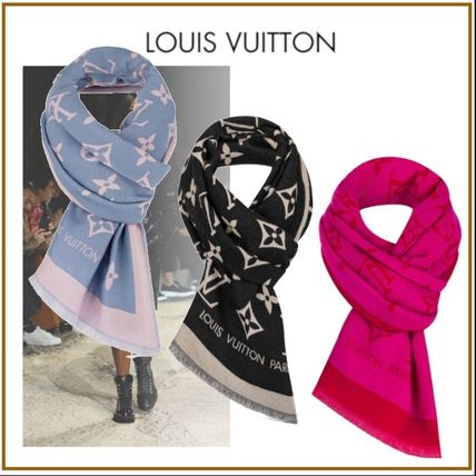 Louis Vuitton MONOGRAM 2020 SS Monogram Wool Silk Blended Fabrics Bi color Fringes Logo 