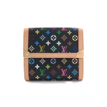 Louis Vuitton MONOGRAM MULTICOLOR Monogram Canvas Leather Folding Wallet Small Wallet Logo M92984 