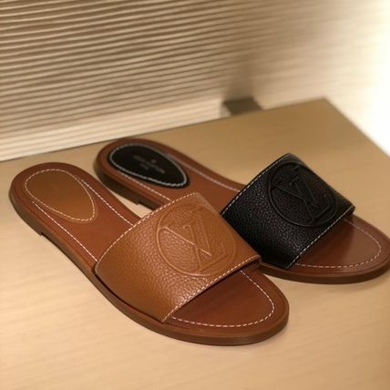 Louis Vuitton LOCKIT 2020 21AW Open Toe Blended Fabrics Bi color Leather Elegant Style 