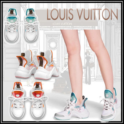 Louis Vuitton Monogram Rubber Sole Street Style Leather Low Top Sneakers 