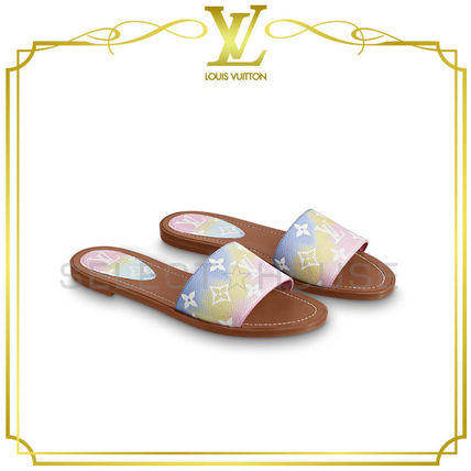 Louis Vuitton 2020 SS Monogram Open Toe Casual Style Leather Mules Sandals 1A7TP0 1A7TP 