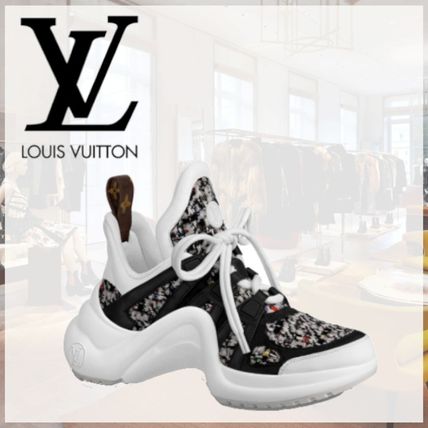Louis Vuitton Monogram Rubber Sole Tweed Leather Low Top Sneakers 