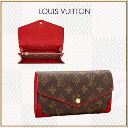 Louis Vuitton PORTEFEUILLE SARAH Monogram Unisex Canvas Blended Fabrics Bi color Leather 
