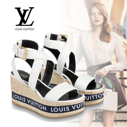 Louis Vuitton Leather Platform  Wedge Sandals 1A64GJ 