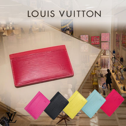 Louis Vuitton EPI 2020 SS Unisex Plain Leather Logo Card Holders 
