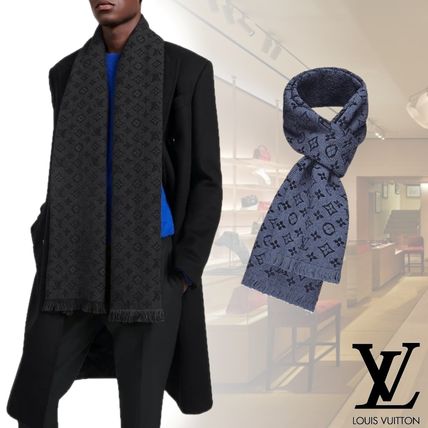 Louis Vuitton MONOGRAM 2018 19AW Monogram Unisex Logo Knit  Fur Scarves M70520 M70932 M78525 M78526 