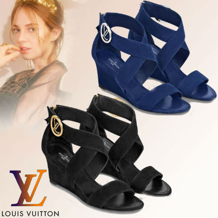 Louis Vuitton Plain Toe Lace up Casual Style Suede Plain Party Style 