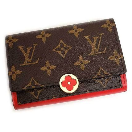 Louis Vuitton Blended Fabrics Leather Folding Wallet Long Wallet 