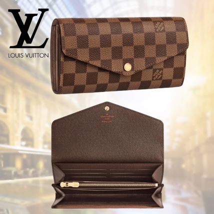Louis Vuitton PORTEFEUILLE SARAH Unisex Canvas Street Style Leather Logo Long Wallets N63209 
