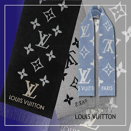 Louis Vuitton Monogram Unisex Cashmere Blended Fabrics Studded Fringes M76076 M71588 